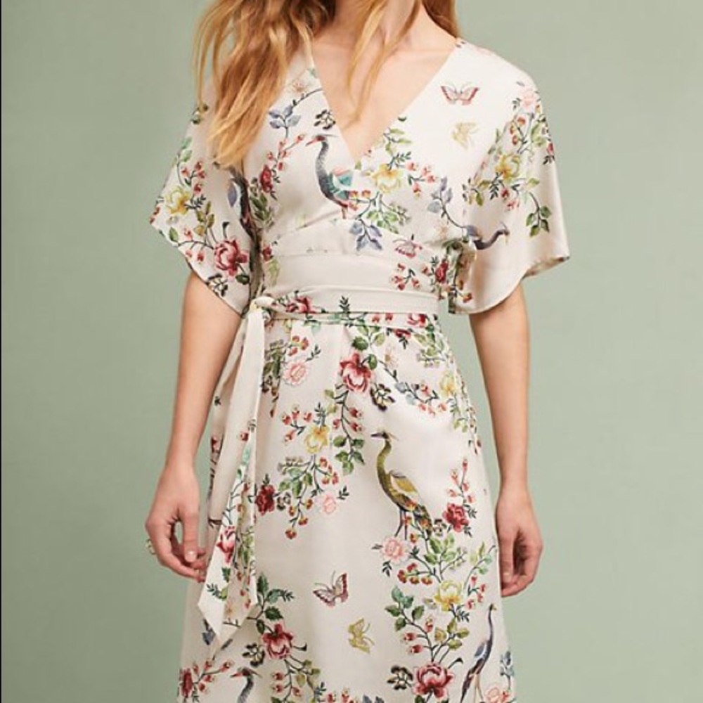 WORN ONCE Anthropologie silk kimono dress US 4